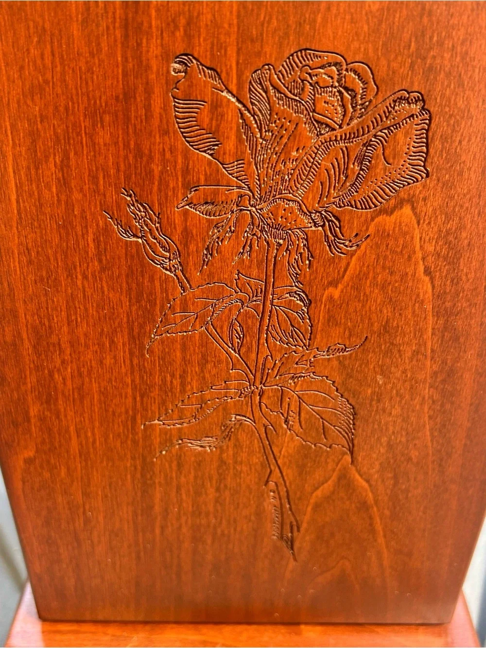 Vintage Eureka Jewelry Box Reed & Barton Wood Chest Velvet Lined USA Large Rose